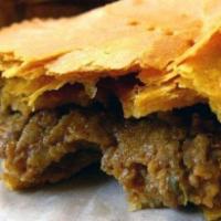 Beef Patty · Delicious curry-flavored flaky shell pastries filled with spiced beef.