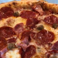 Meat Lovers · Pepperoni, ham, sausage, bacon.