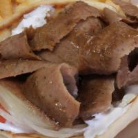 Gyros Sandwich · Served on pita with sauce, onions, and tomato.