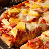 Hawaiian · Mozzarella cheese, ham, bacon, pineapple.