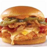 Classic Jalapeño Popper Sandwich · A juicy, lightly breaded chicken breast covered with jalapeño cream cheese, shredded pepper ...