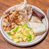 Vegan Bill'S Breakfast · Tofu Scramble, Ciabatta Toast, Home Fries & choice of Rice Crackling or Vegan Sausage Links.