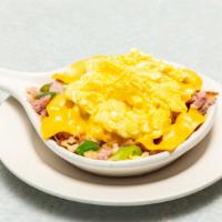 Denver Skillet · Diced ham, grilled onions, green peppers and American cheese.