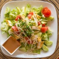 Thai Salad · Lettuce, cucumber, tomatoes, bean sprouts, tofu and green onion topped with light peanut sau...