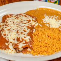 Combo · One beef, one cheese enchilada, served with rice and beans.