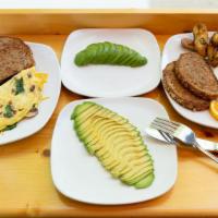 Eclectic Eggs · Two organic eggs served any style with organic multi-grain toast and your choice of one side...