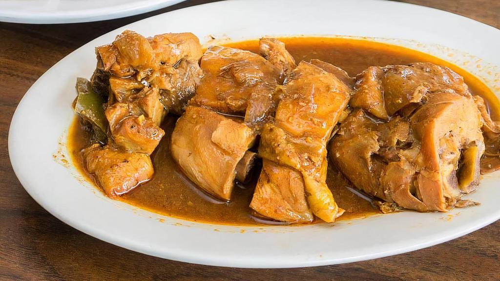 Belizean Stew Chicken (Plus 3 Sides) · The national dish of belize, our stew chicken is
marinated in bell peppers, onions, paprika and
other spices then slow stewed and baked to
create a savory, packed with flavor experience.