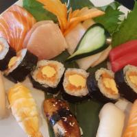 Sushi And Sashimi Combo · Chef’s choice nigiri and sashimi with one classic maki.