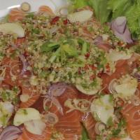 Salmon Salad (Raw) · Salmon Salad Thai style.