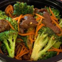Beef And Broccoli  · Stir fried beef and broccoli served with steamed  rice