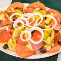 Large Antipasto Salad · Pepperoni, Salami, Black Olives, Provolone Cheese, Tomatoes, Pickles, Onions, Pepperoncini a...