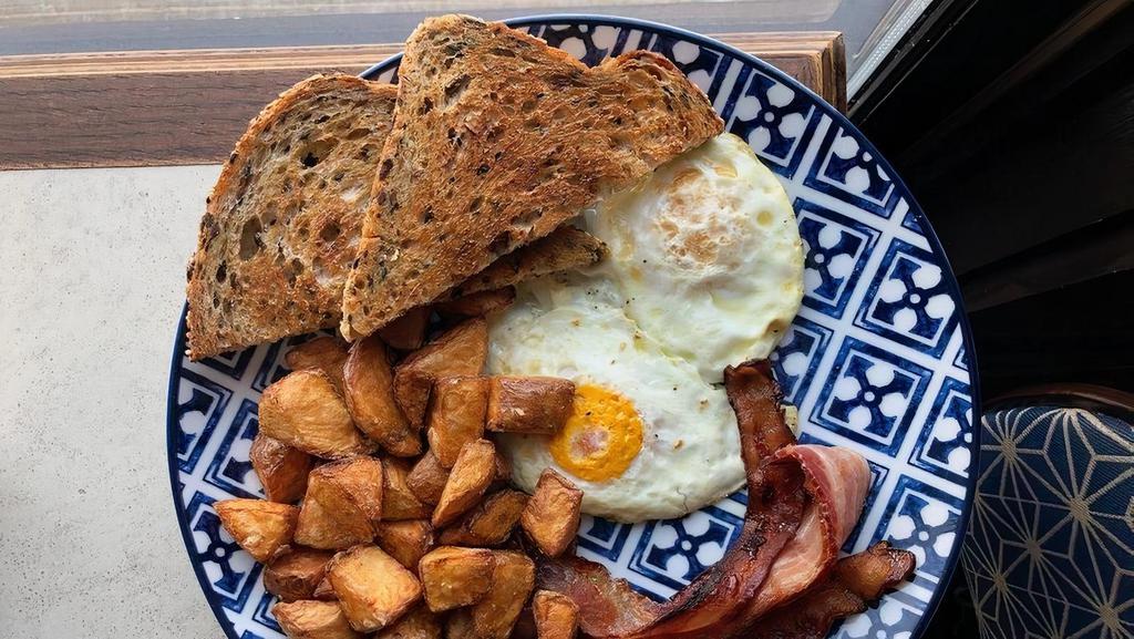 Americana · two eggs / multigrain toast / choice of: bacon, ham, or sausage links