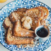 Cinnamon Streusel French Toast · challah / maple brown sugar butter