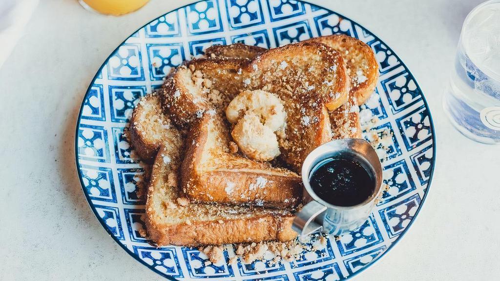 Cinnamon Streusel French Toast · challah / maple brown sugar butter
