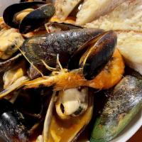 Diabla Shrimp & Mussels · Sauté mussels and shrimp, garlic, white wine, cilantro, diabla sauce, and side of garlic bre...