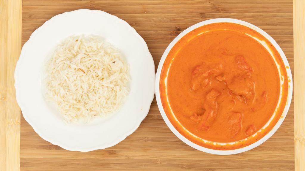 Butter Chicken · Zayka specialties, gluten-free. Boneless chicken cooked in a rich creamy sauce with fresh tomatoes and delicate spices.