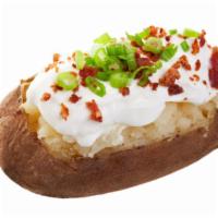 Loaded Potato · Steamy, hot, baked potato served with your choice of meat and topped with the works.