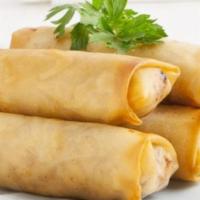 Spring Rolls (2) · FRIED veggies spring roll (2 pieces); cabbage, green beans, carrots, mushroom, onions, vermi...