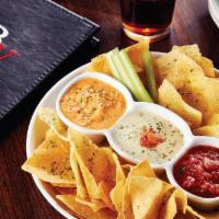 Triple Dip · Can't decide? We can help with 3 of our homemade signature dips --- white queso spinach dip,...