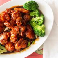 General Tso'S Chicken · Tender chunks of chicken marinated in hot sauce.