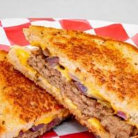 Patty Melt On Rye · One 1/3 lb. beef burger served with grilled onions, melted American cheese on grilled rye br...