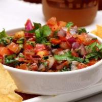 Pico De Gallo · Vegan. Gluten free. Pico de gallo fresh salsa. Fresh diced tomatoes and onions with cilantro...