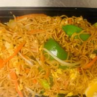 Bangkok Street Noodles · Egg noodles, egg, carrot, broccoli, bean sprout, wok stirred in sweet and salty glaze.