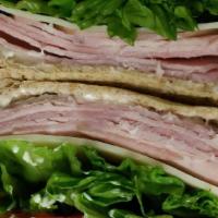 Ham And Swiss · Protein-20g, Carbs-30g, Fat-21g, Fiber-3g, 520 Calories.
Hickory smoked sliced ham, Swiss ch...