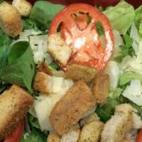 Caesar Salad · Protein-12g, Carbs-16g, Fat-16g, Fiber-2g, 225 Calories.
Romaine spinach blend, roma tomatoe...