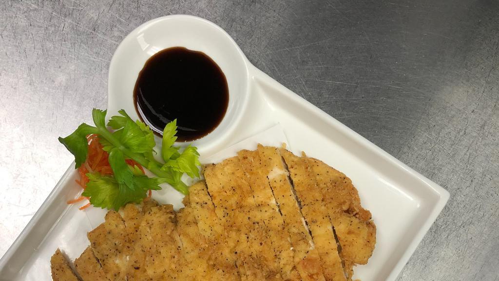 Chicken Katsu · Crispy Chicken .Served w. Hibachi Soup , Steam Rice.