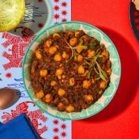 Chana Saag · Chickpeas in a spinach and curry sauce.