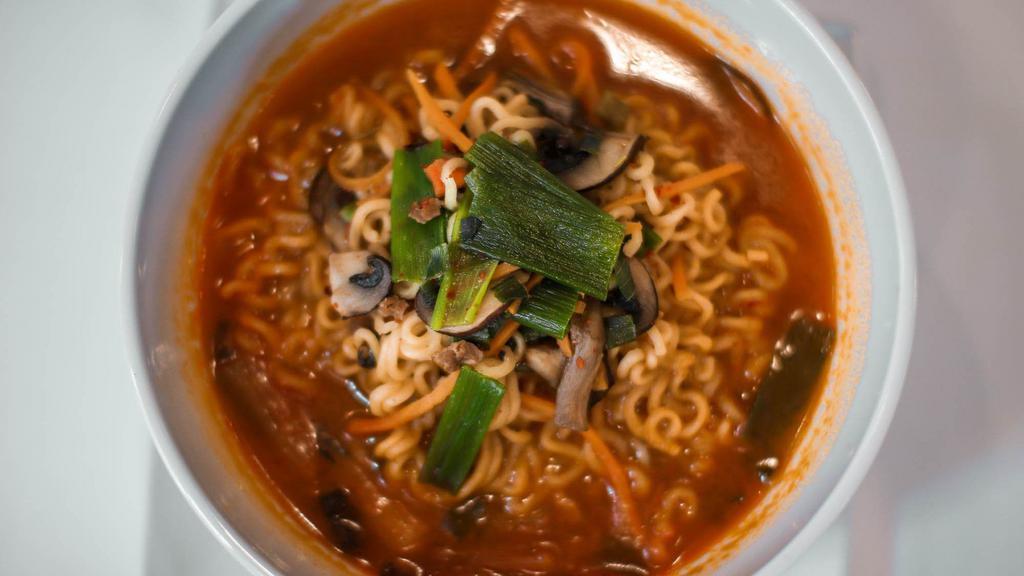 Ramen Noodle Soup · Hot spices and veggie based ramen.