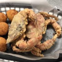Fried Soft Shell Crab Basket (2) · Hand breaded whole soft shell crab.