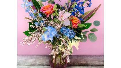 Eclectic Symphony · The perfect harmony between a bold complimentary color pallet and delicate floral textures. This unique summer arrangement is playful, compelling, and refreshing. The GO-TO for birthdays or for brightening someone-you-love's day! :)