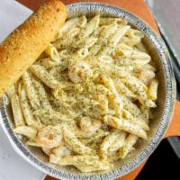 Shrimp Alfredo · Shrimp and Pasta cooked with Alfredo Sauce. Comes of Spaghetti, Penne or Fettuccine.