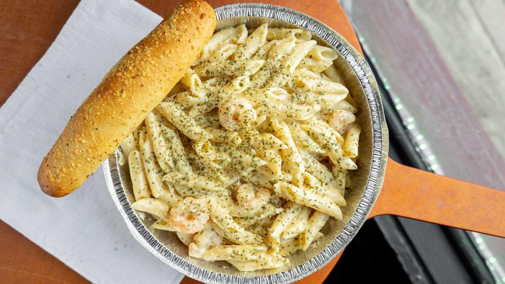 Shrimp Alfredo · Shrimp and Pasta cooked with Alfredo Sauce. Comes of Spaghetti, Penne or Fettuccine.
