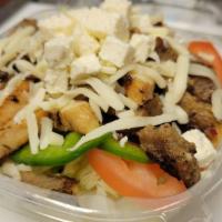 Castello Salad · Mix Grilled chicken and Lamb Meat, Banana Peppers, Onion, Olives, Mozzarella cheese, Tomatoe...