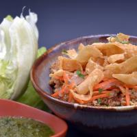 Lettuce Wraps Gfr · hoisin chicken, cashews, lettuce, pickled vegetables, rice paper crisps