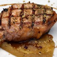 'Duroc' Pork Chop · 12 oz dry aged, bourbon glaze, green chili apple sauce.

Consuming raw or undercooked meats,...