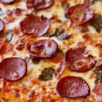 Meat Lover'S Pizza 16 Inch · Pepperoni, Italian sausage, ground beef, turkey ham, and beef bacon.