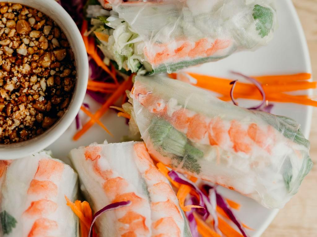 Fresh Spring Rolls (2) · Gluten-free. Rice paper roll filled with rice noodles, fresh crisp vegetables, and your choice of meat (tofu, pork, chicken, beef, or shrimp.) served with sweet and sour sauce.