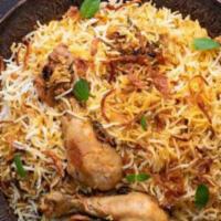Chicken Dum Biryani · Chef special biryani cooked with boneless chicken and basmati rice.
