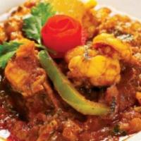 Shrimp Jhalfrazi · Shrimp cooked with fresh onion, green pepper with a thick sauce.