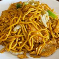 Chicken Lo Mein · Served with pork fried rice no veg or white rice and pork egg roll.