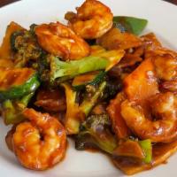 Szechunan Shrimp Combination Plate · Hot and spicy. Served with egg roll and fried rice.