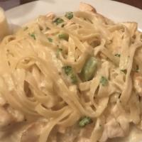 Chicken Broccoli Alfredo · Tossed with fettuccine in creamy alfredo sauce.