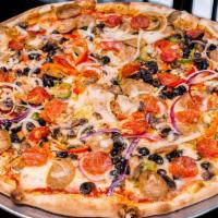 Supreme Pizza · Pepperoni, sausage, onions, mushrooms & green peppers.