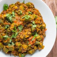 Lentils With Okra (Misir Be Bamia) · Hearty red lentil with chopped okra stewed in onions and spices.