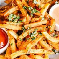 Fries (Gf) · Garlic, Parsley, Spicy Ketchup Aioli