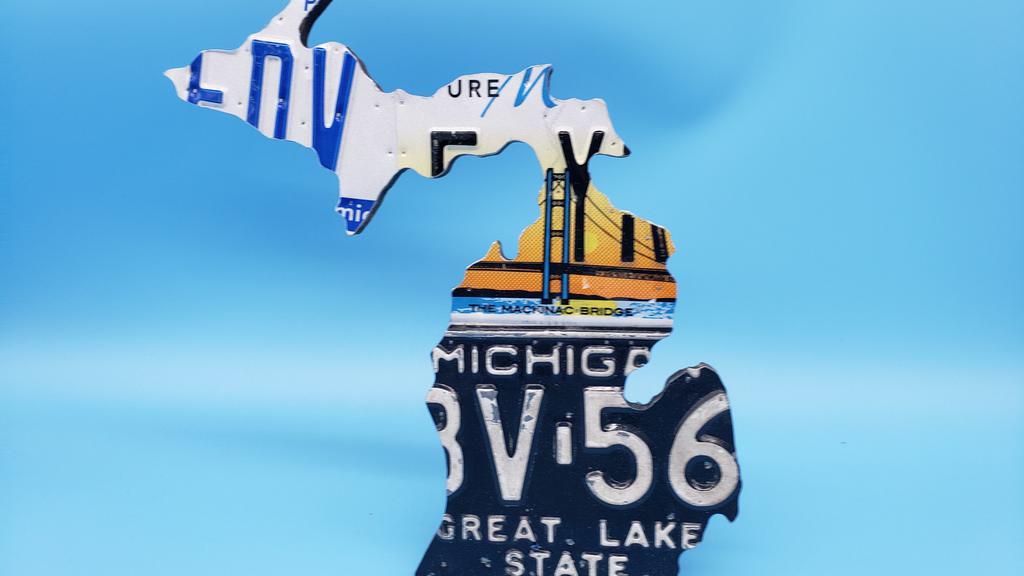 Michigan License Plate Map · License plate map made with Michigan plates.